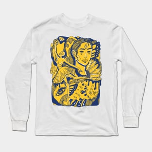 Navy Gold Ballerina Long Sleeve T-Shirt